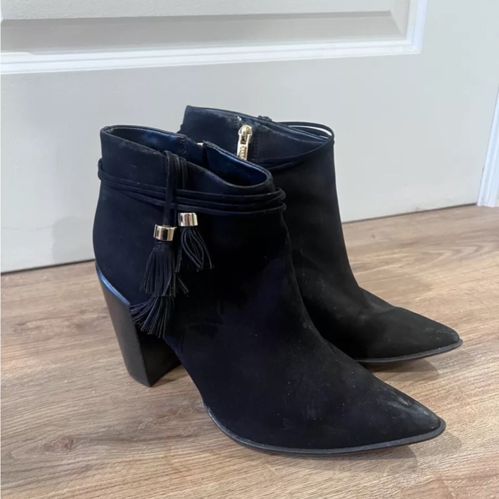 Black Ankle Boots with Tassel Detail